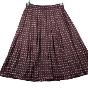 Talbots Skirt Dotty Bows Midi Girly Coquette Dark Romantic Burgundy Size 8 B109